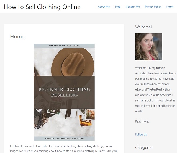 Screenshot of website landing page