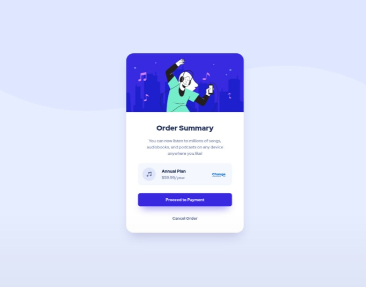 Screenshot of order summary component