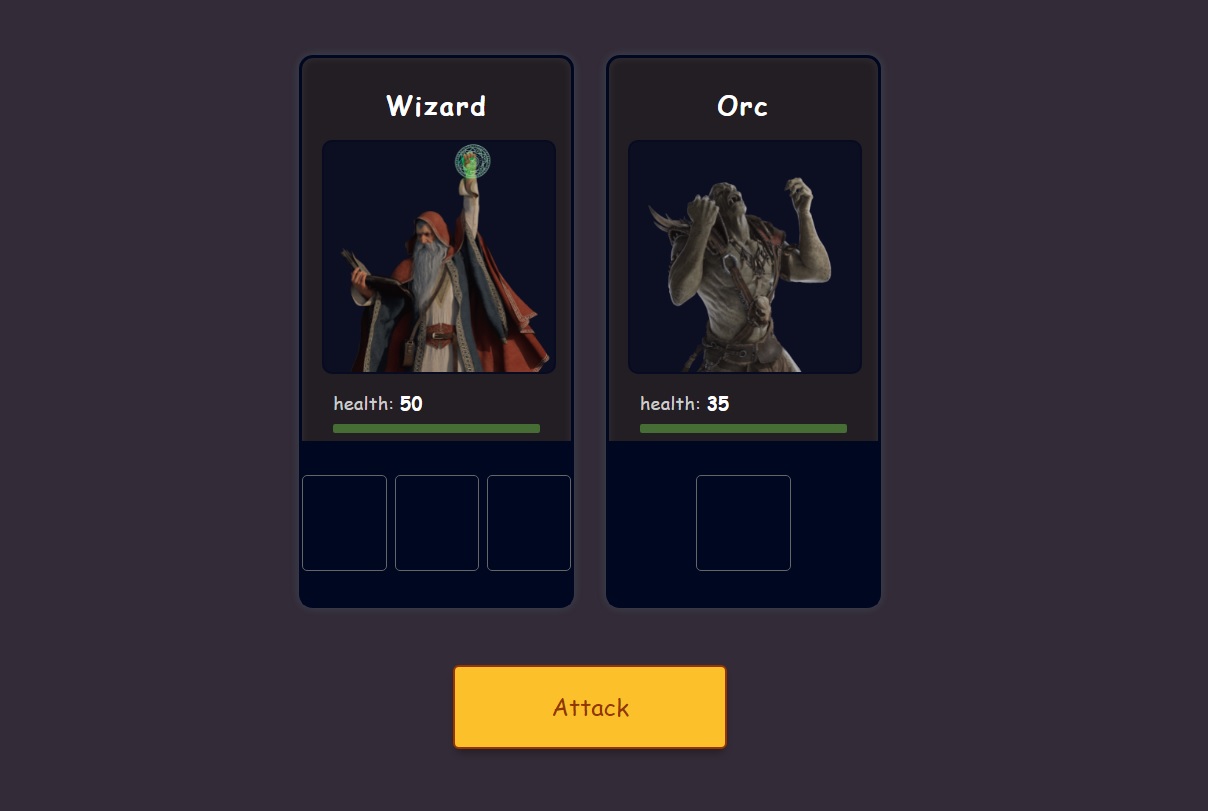 Screenshot of role playing game app